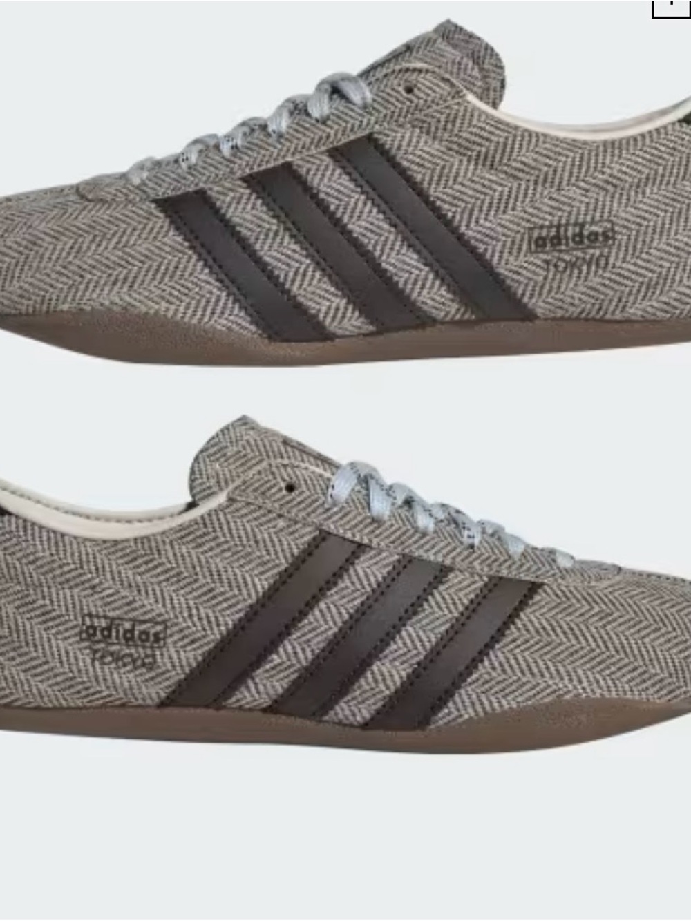 adidas Women's Gray Herringbone Sneakers with Brown Stripes